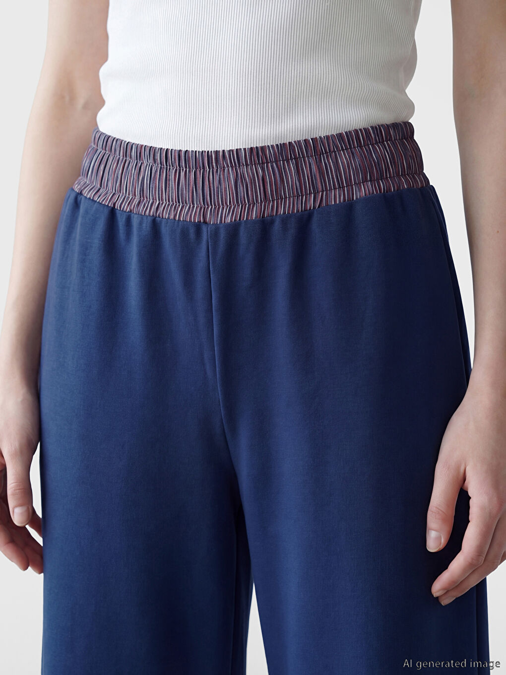 Lacivert Beli Lastikli Kadın Eşofman Altı-3