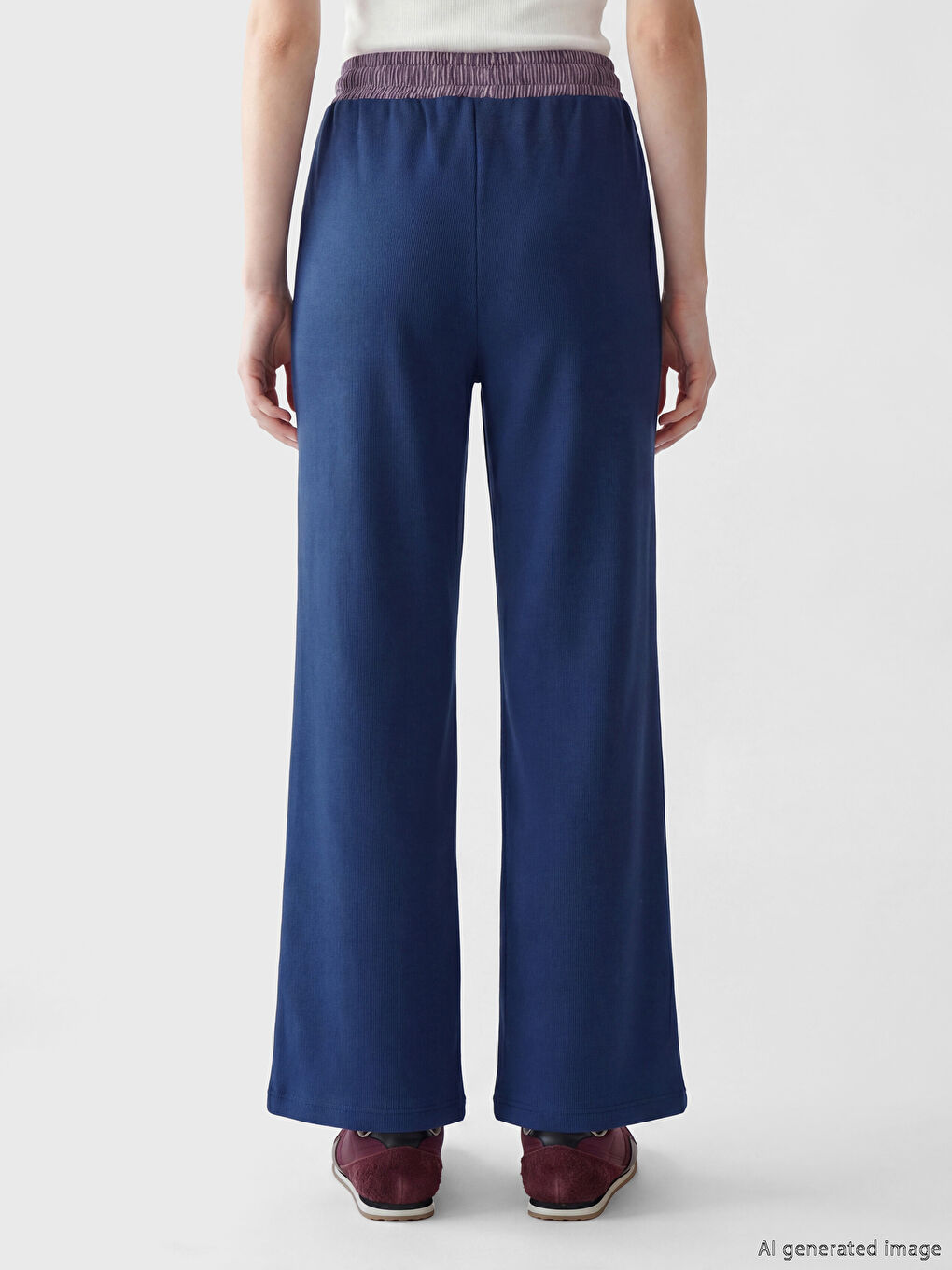 Lacivert Beli Lastikli Kadın Eşofman Altı-4