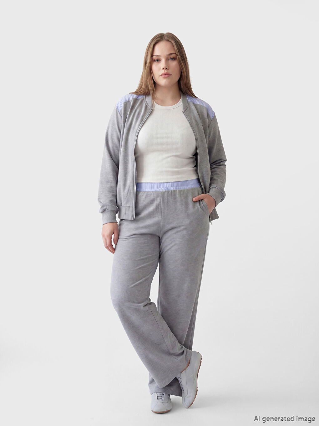 Gri Beli Lastikli Kadın Eşofman Altı-1