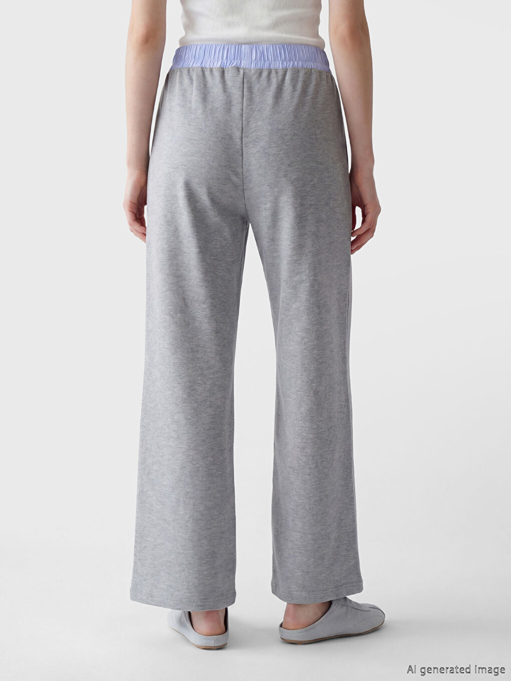 Gri Beli Lastikli Kadın Eşofman Altı-4