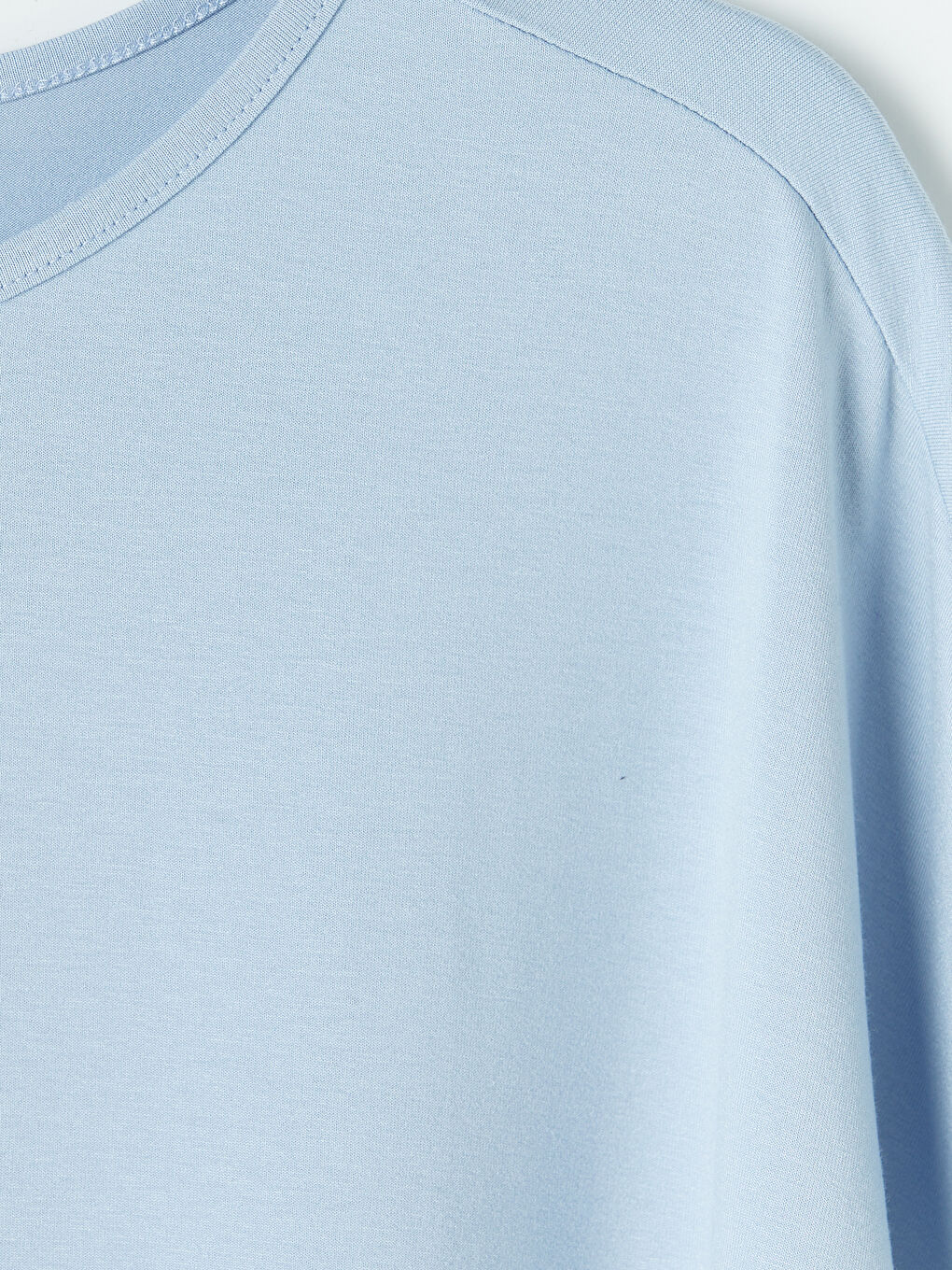 Mavi Büyük Beden Bisiklet Yaka Kadın Tişört-2