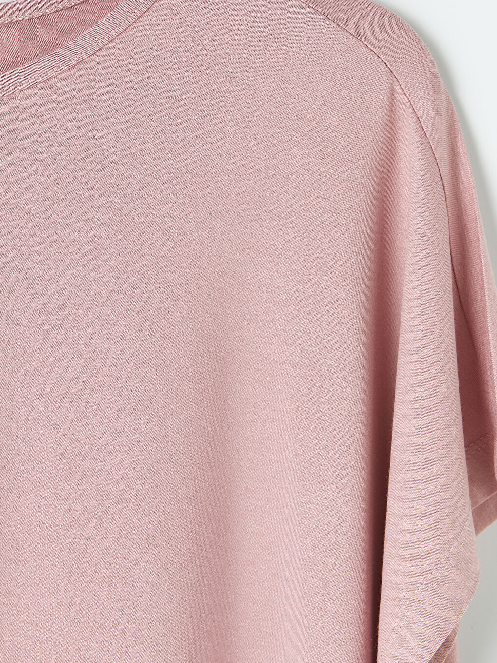 Pembe Büyük Beden Bisiklet Yaka Kadın Tişört-2