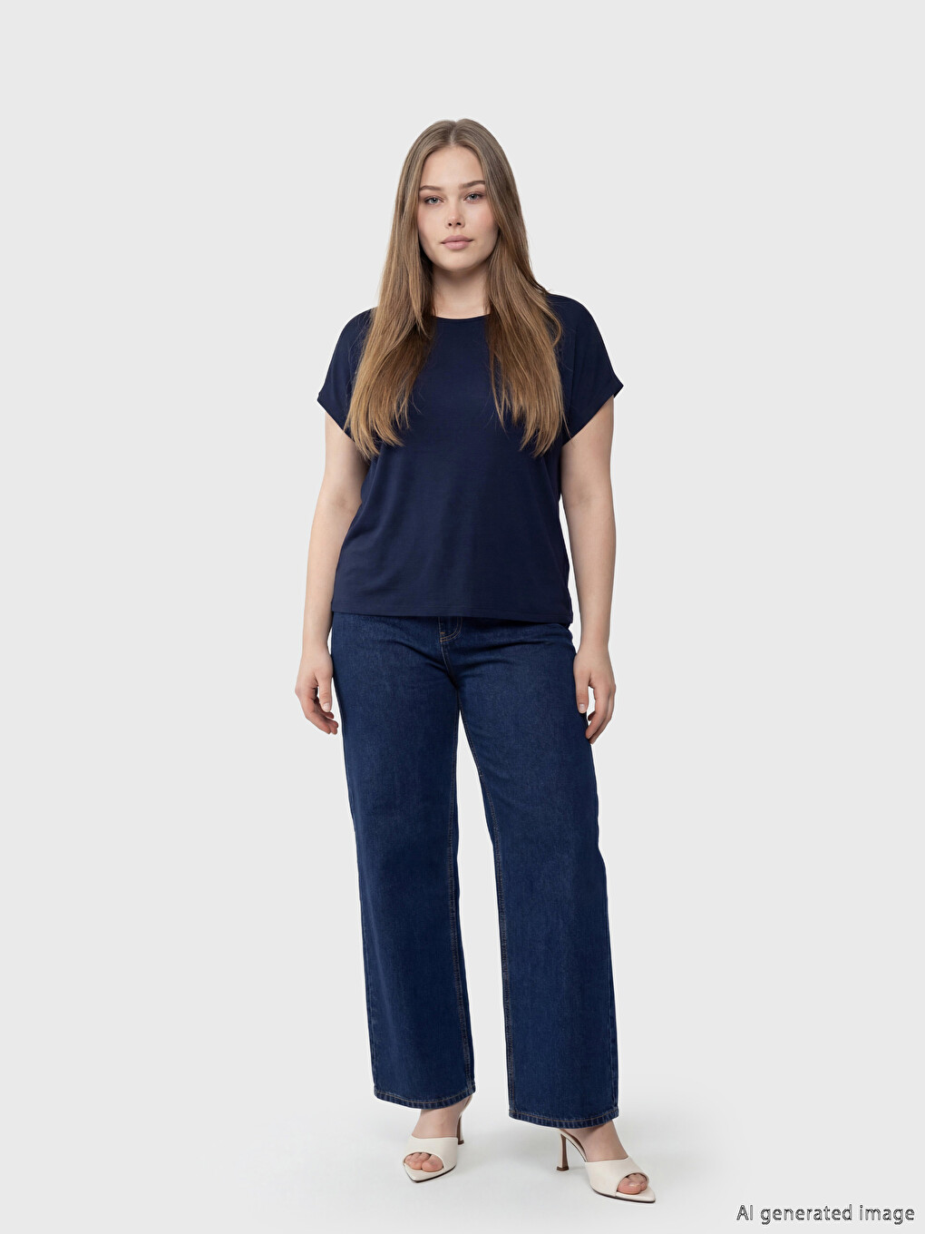 Plus Size Crew Neck Women's T-Shirt-1