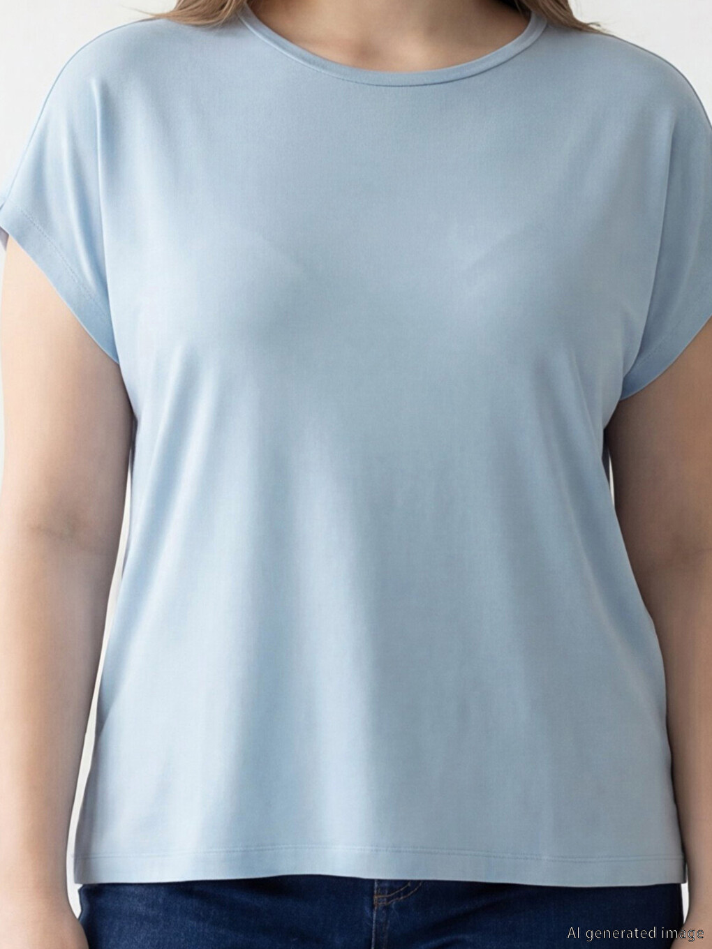 Plus Size Crew Neck Women's T-Shirt-2