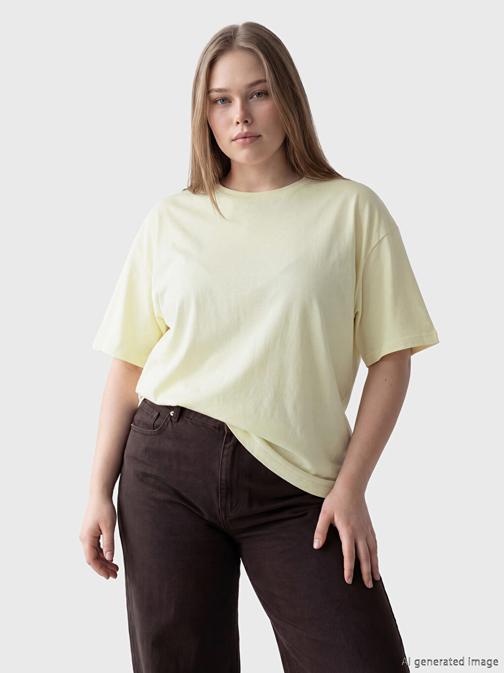 Sarı Büyük Beden Kadın Tişört