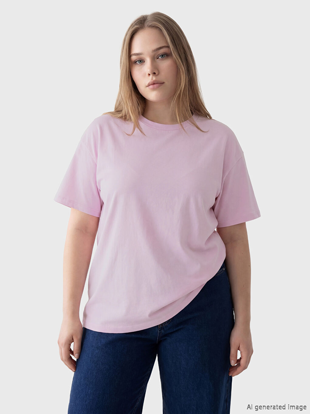 Pembe Büyük Beden Kadın Tişört