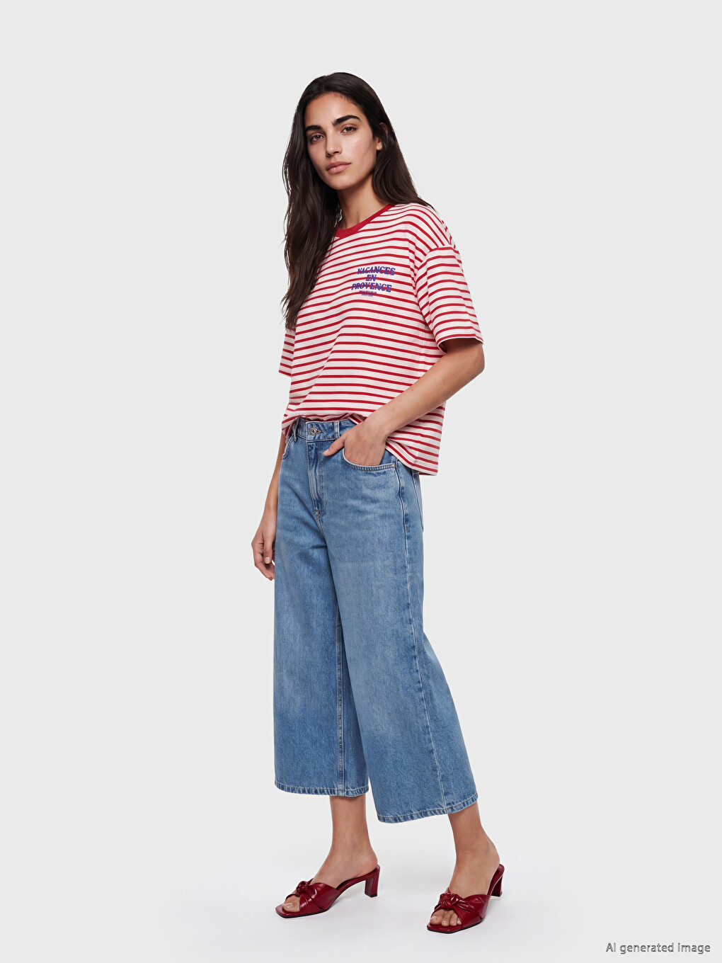 Striped 100% Cotton Women's T-Shirt-1