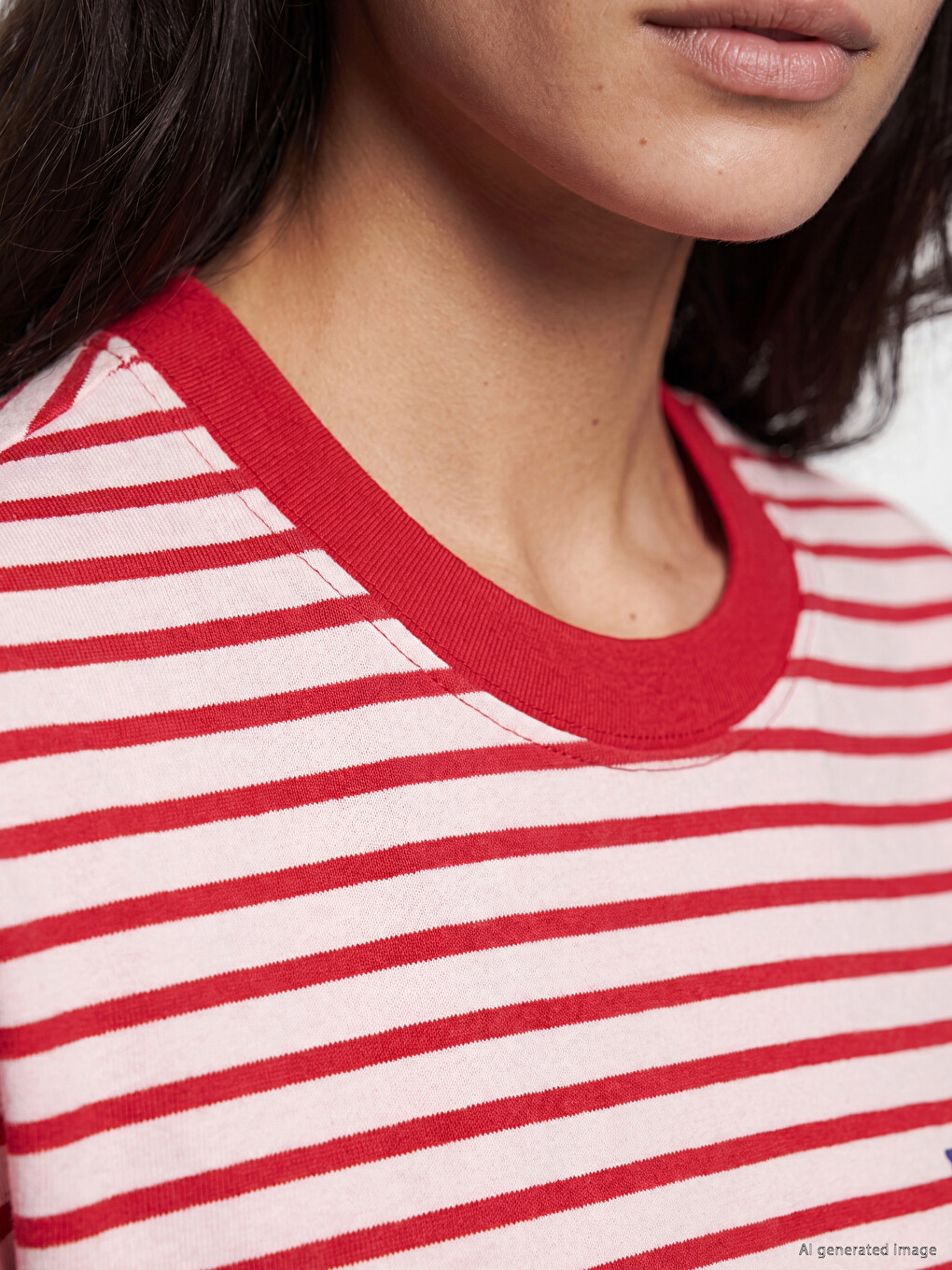 Striped 100% Cotton Women's T-Shirt-2