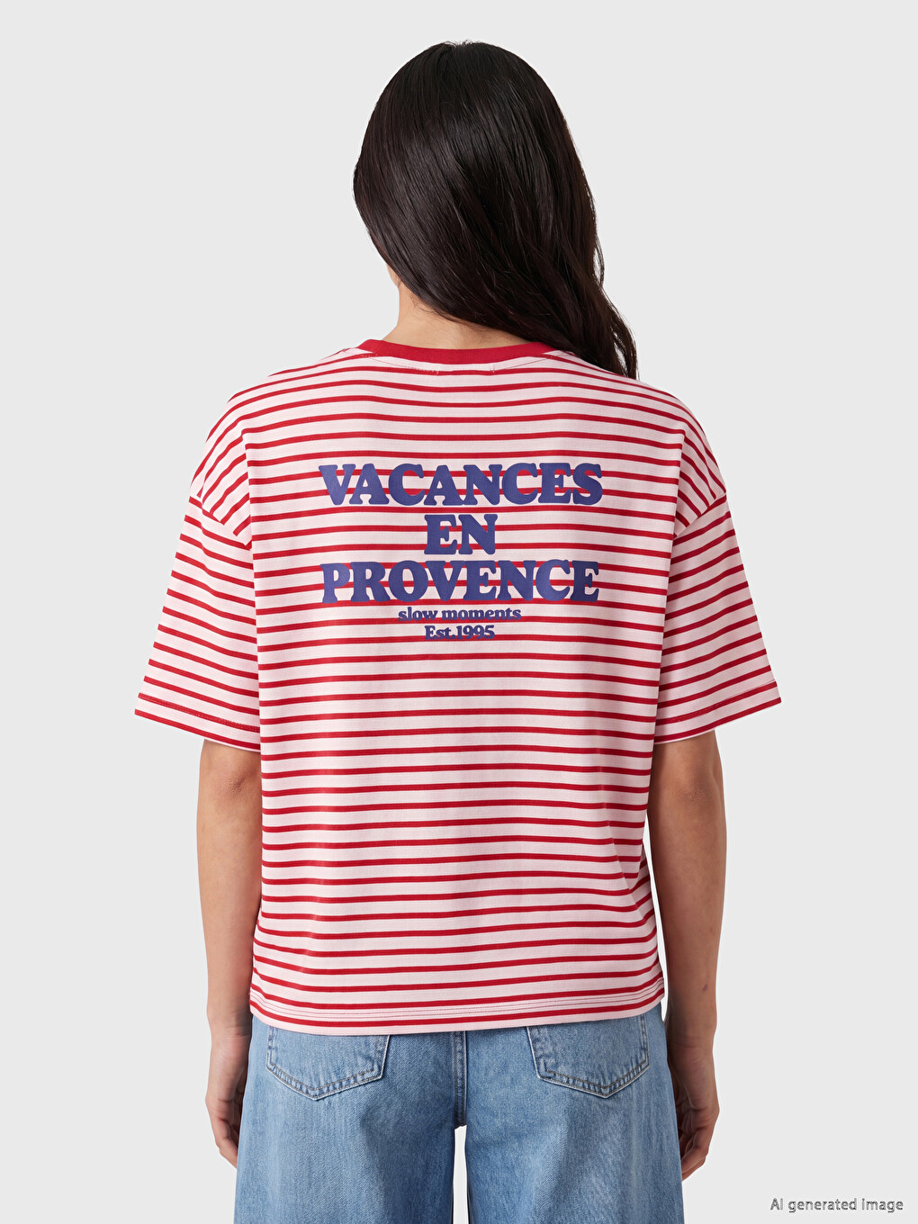 Striped 100% Cotton Women's T-Shirt-3