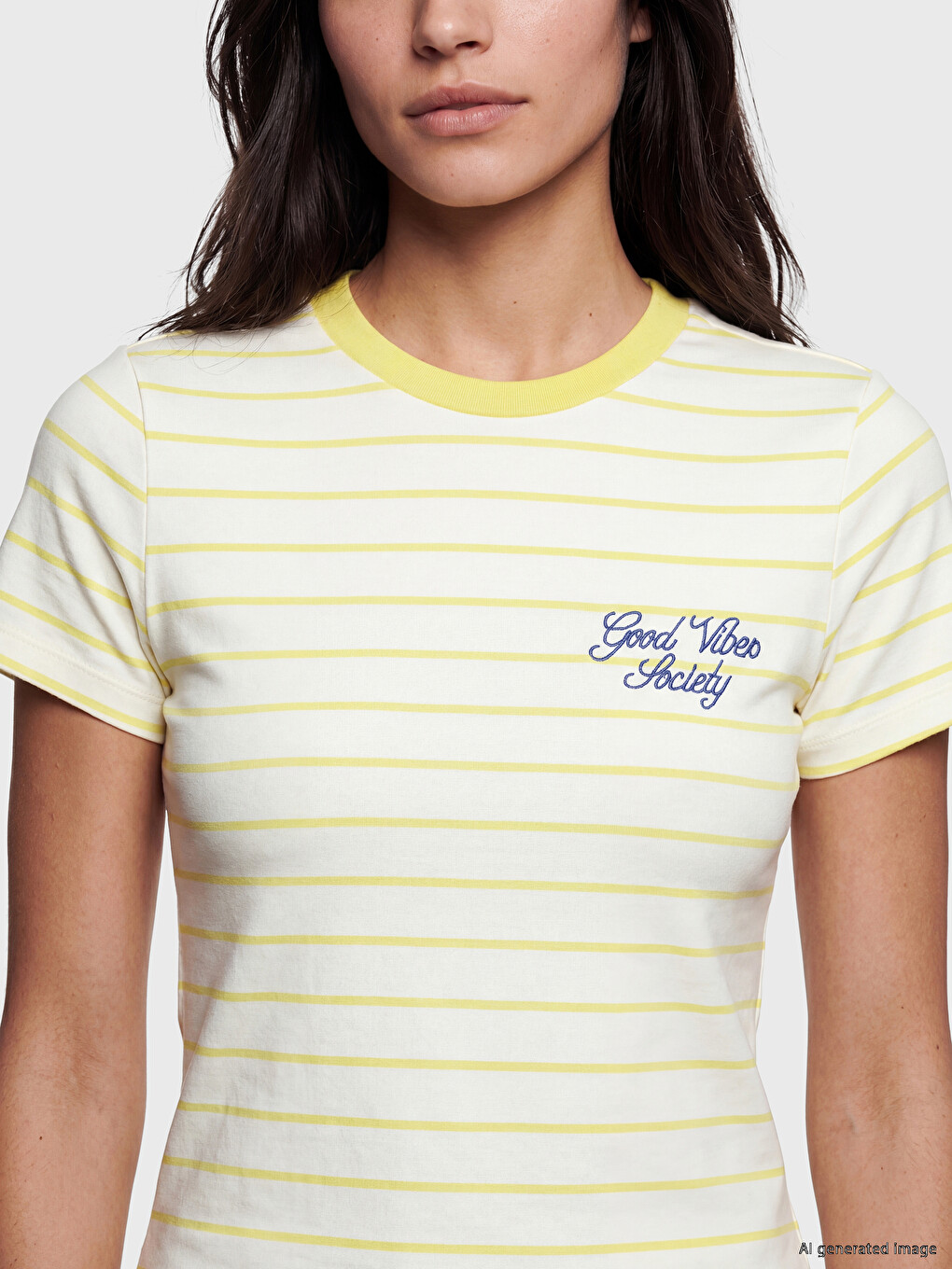 Crew Neck Striped Women's T-Shirt-2