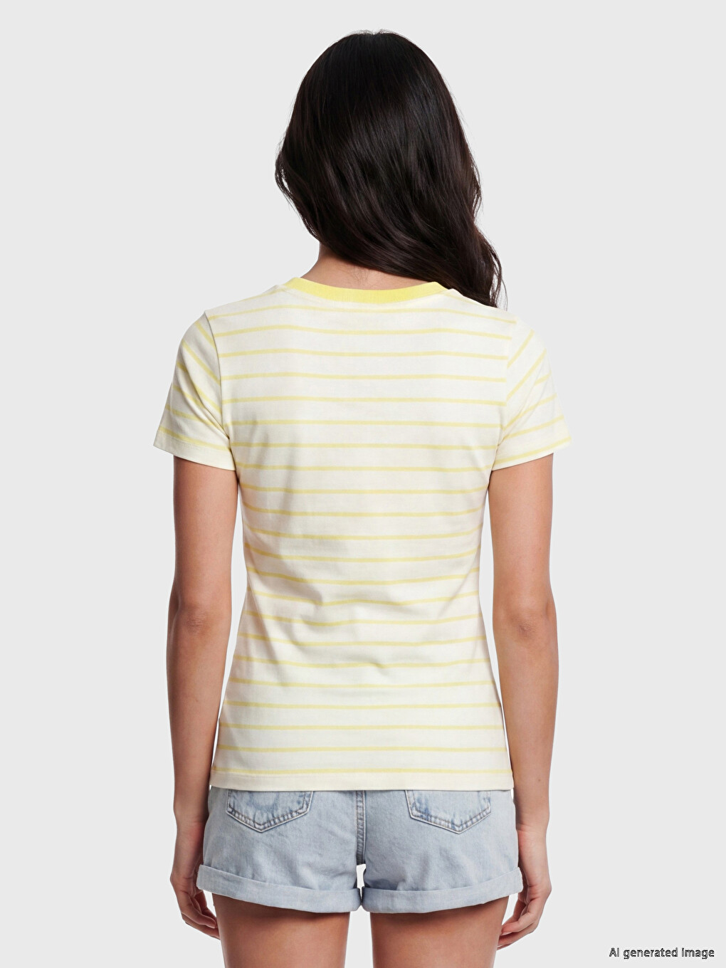 Crew Neck Striped Women's T-Shirt-3