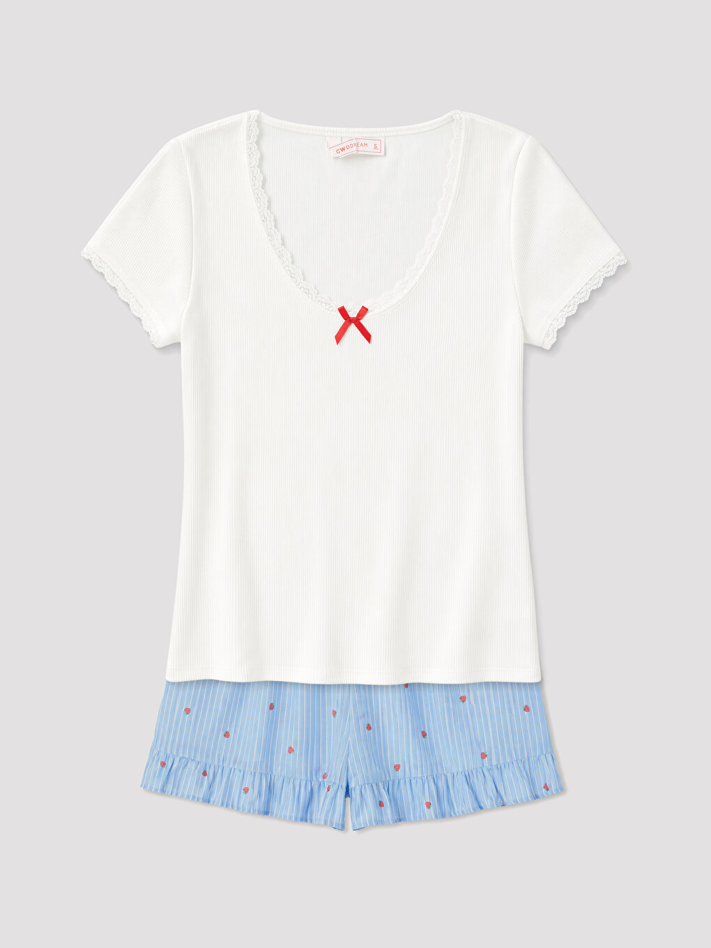 Mavi Desenli Kadın Şortlu Pijama Takımı