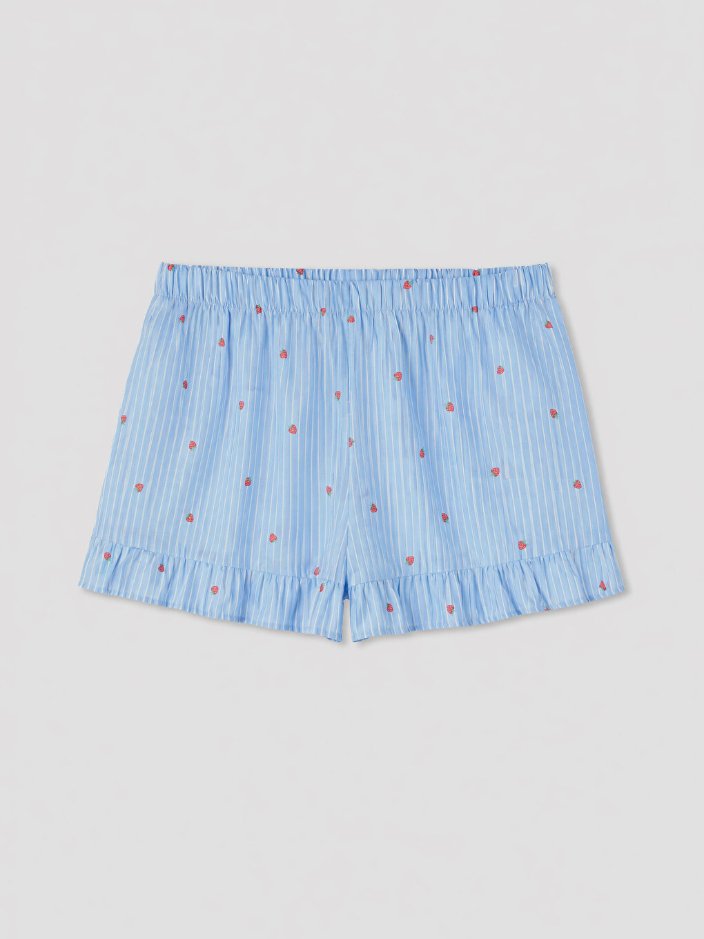 Mavi Desenli Kadın Şortlu Pijama Takımı-3