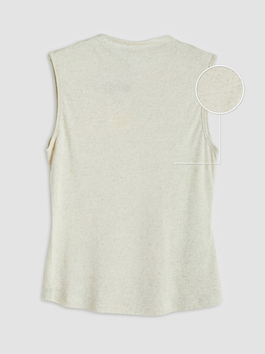 Bej Bisiklet Yaka Keten Karışımlı Bluz