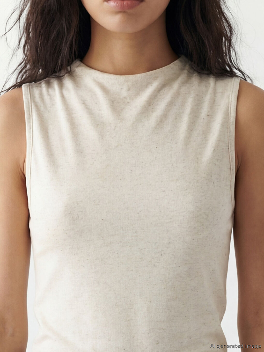 Bluză Basic din amestec de in cu guler rotund-2