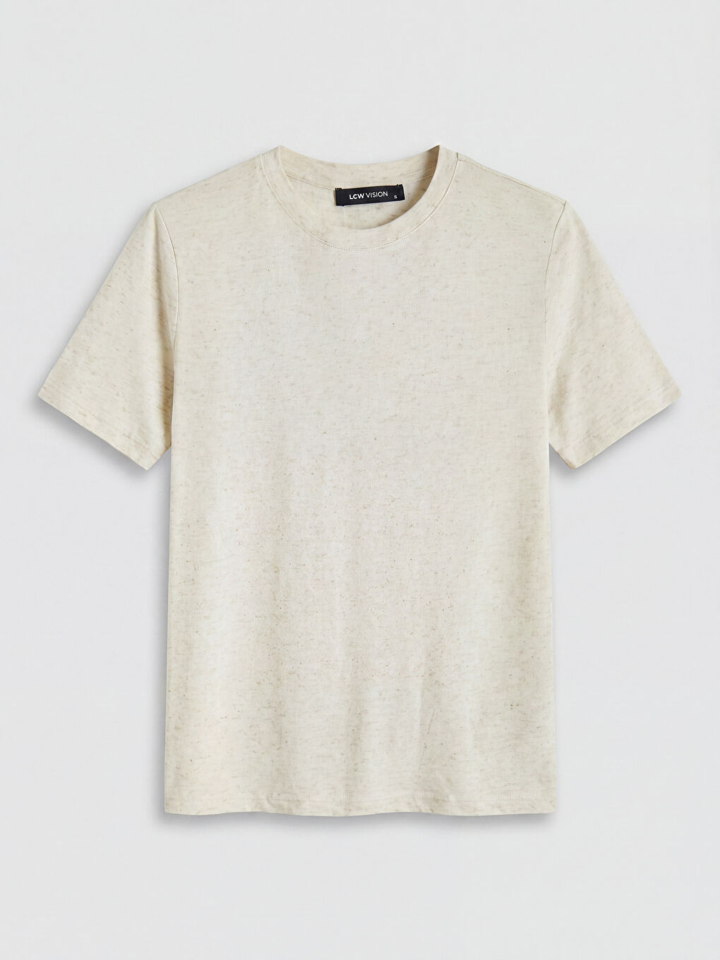 Bej Bisiklet Yaka Kadın Tişört