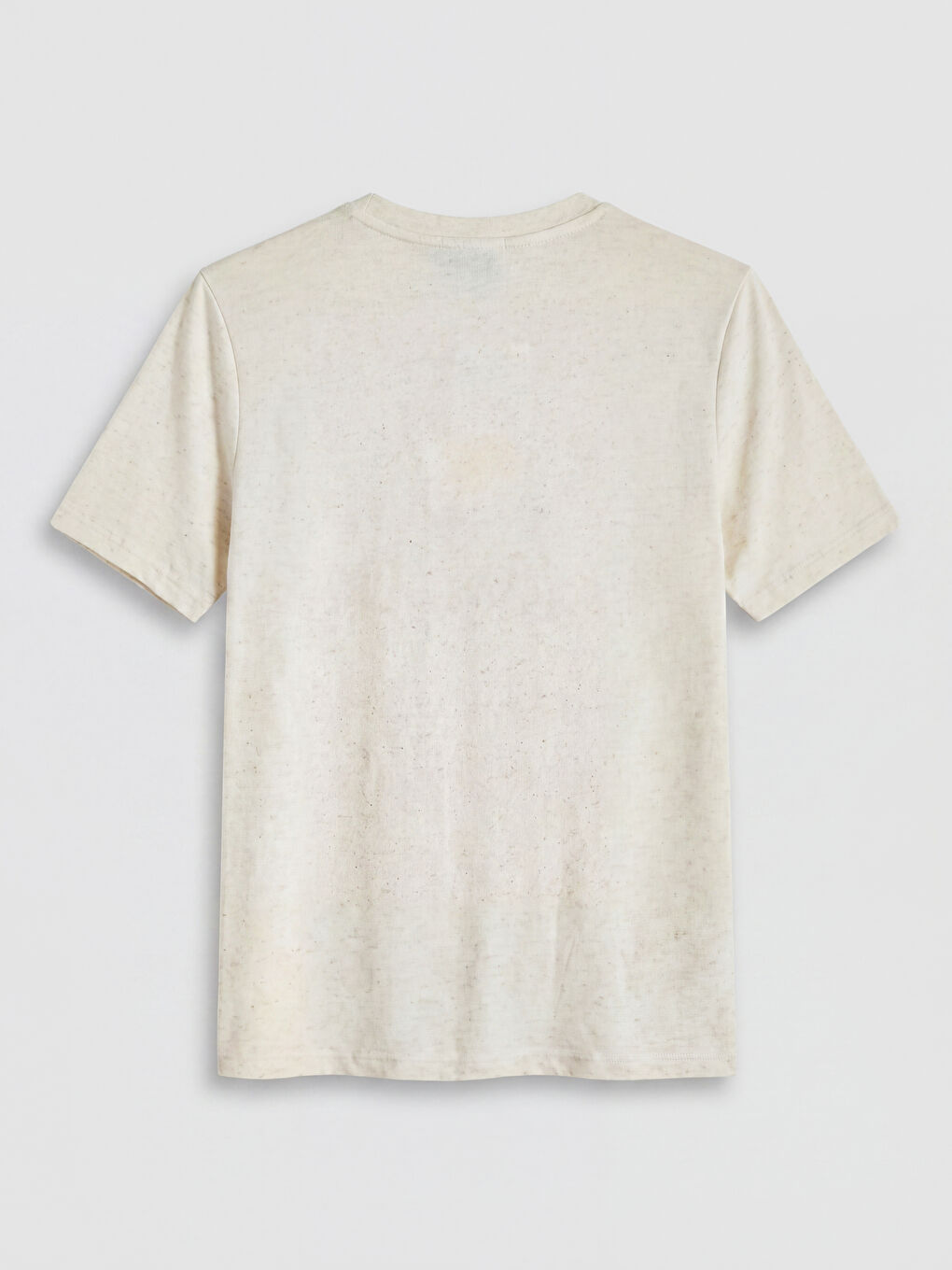 Bej Bisiklet Yaka Kadın Tişört-1