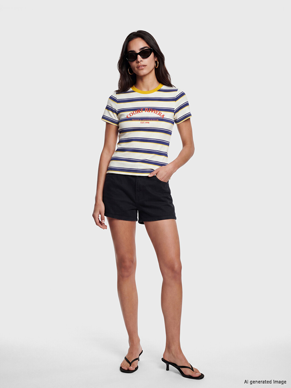 Crew Neck Striped Women's T-Shirt-1