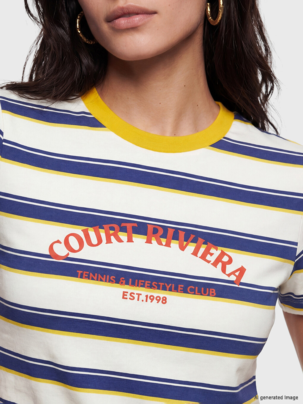 Crew Neck Striped Women's T-Shirt-2
