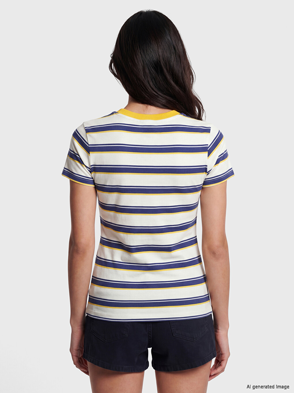 Crew Neck Striped Women's T-Shirt-3