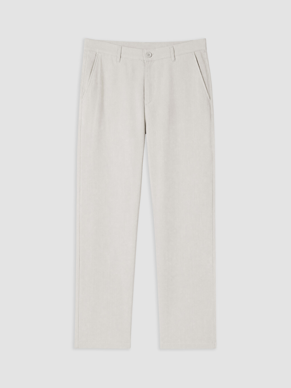 Gri Regular Fit Keten Görünümlü Erkek Chino Pantolon