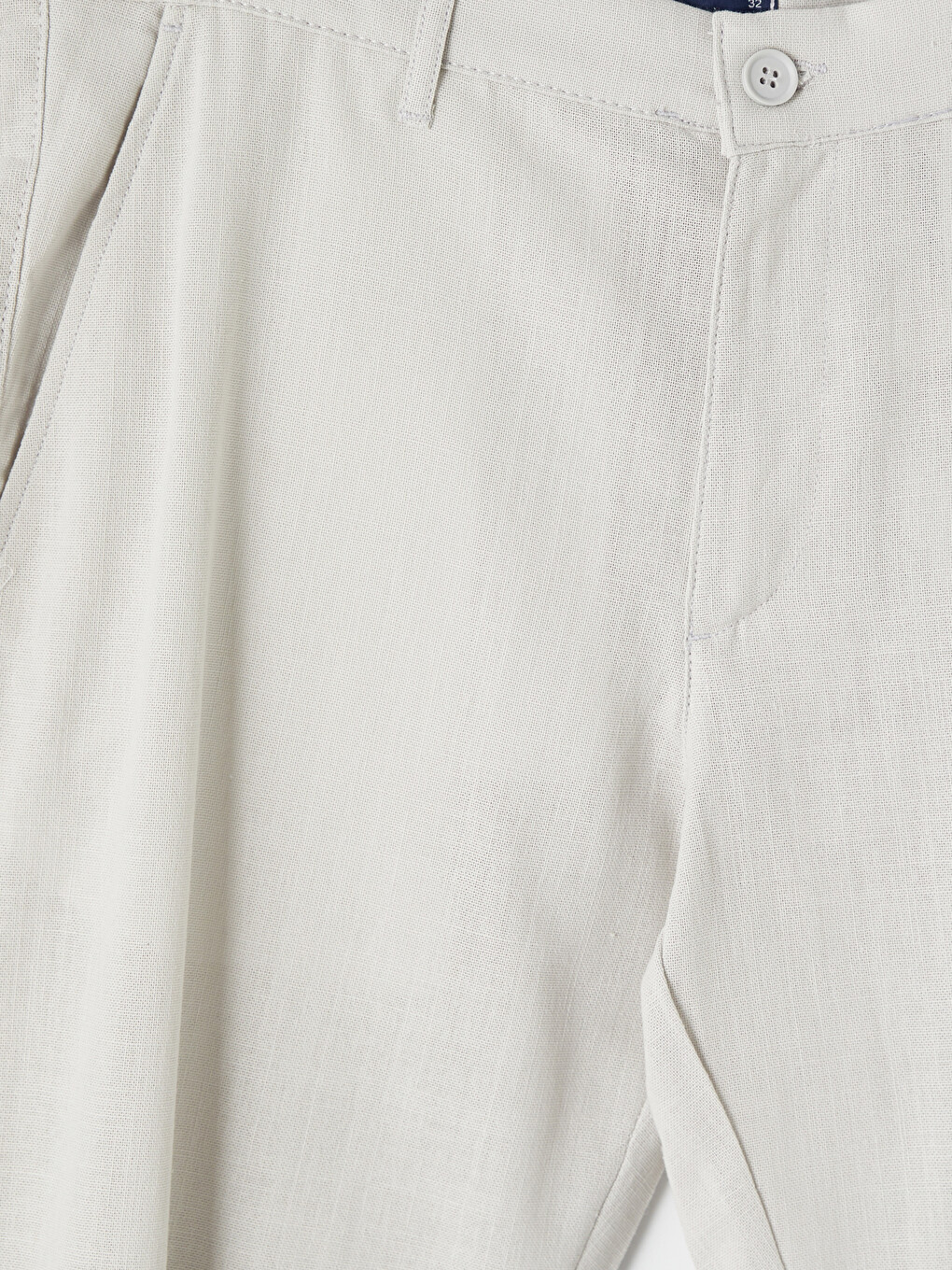 Gri Regular Fit Keten Görünümlü Erkek Chino Pantolon-2