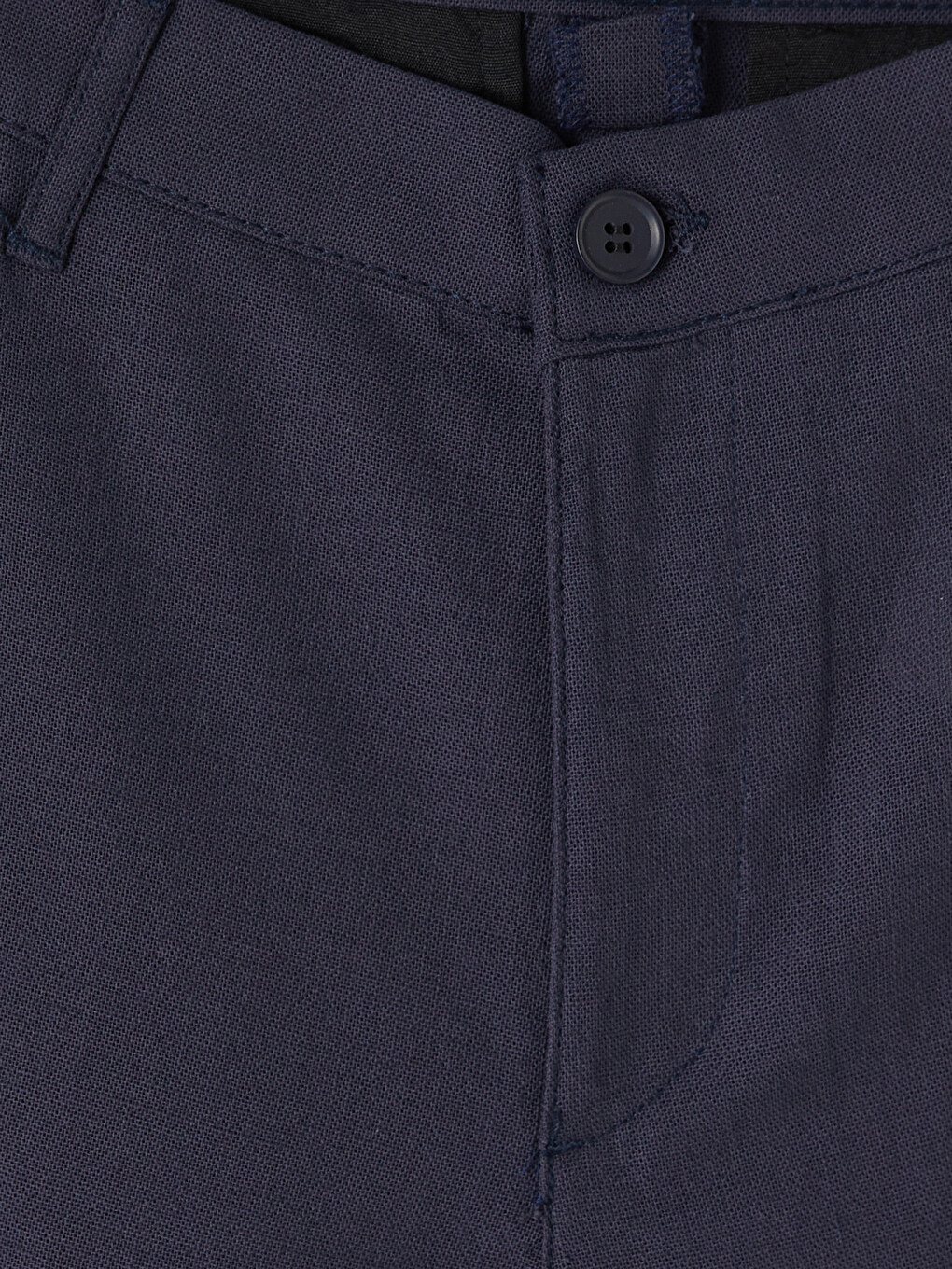 Lacivert Regular Fit Keten Görünümlü Erkek Chino Pantolon-1