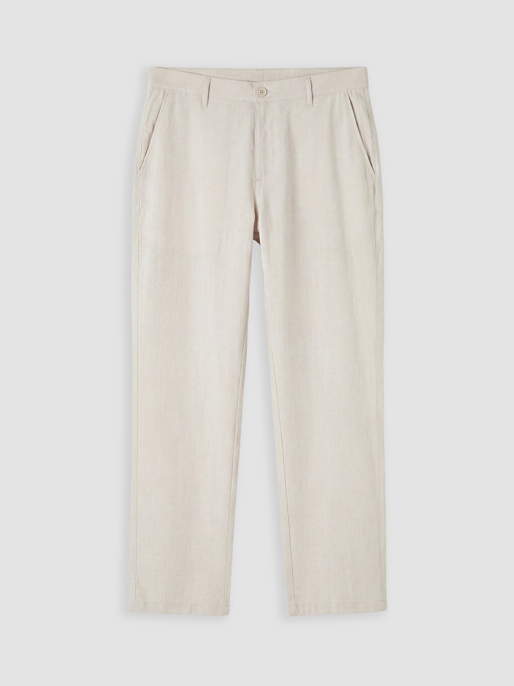Bej Regular Fit Keten Görünümlü Erkek Chino Pantolon
