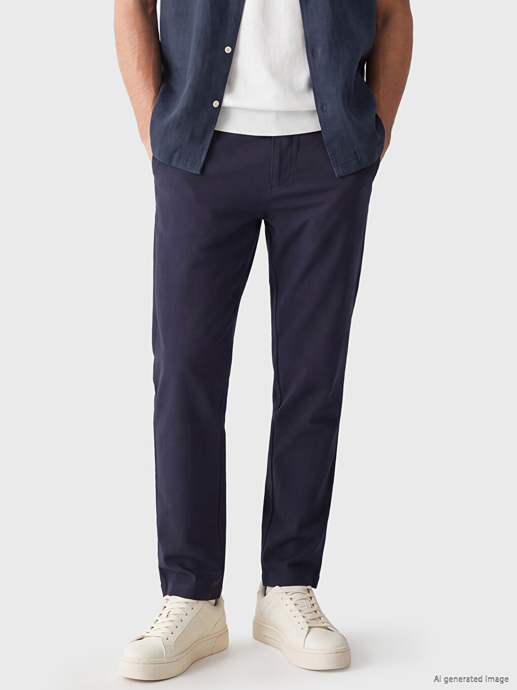 Regular Fit Linen-look Men's Chino Trousers