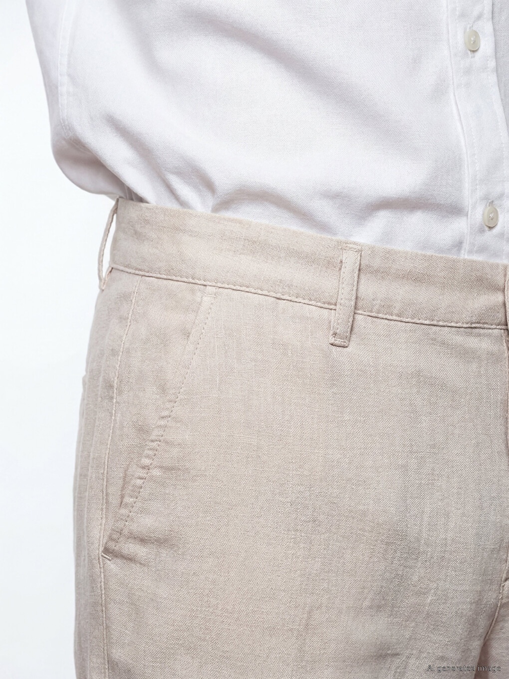 Regular Fit Chino Pantalone Od Materijala Sa Izgledom Lana Za Muškarce-2