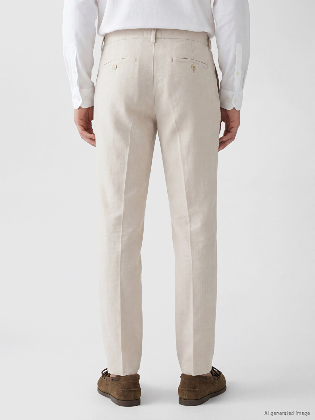 Regular Fit Chino Pantalone Od Materijala Sa Izgledom Lana Za Muškarce-3