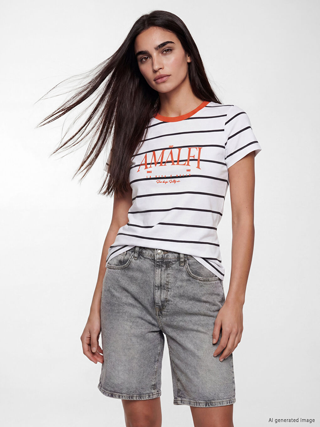 Crew Neck Amalfi Printed Women's T-Shirt