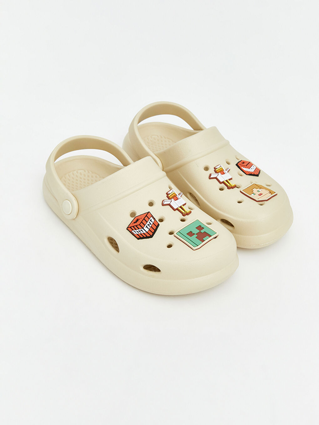 Bej Minecraft Baskılı Erkek Çocuk Sabo Sandalet