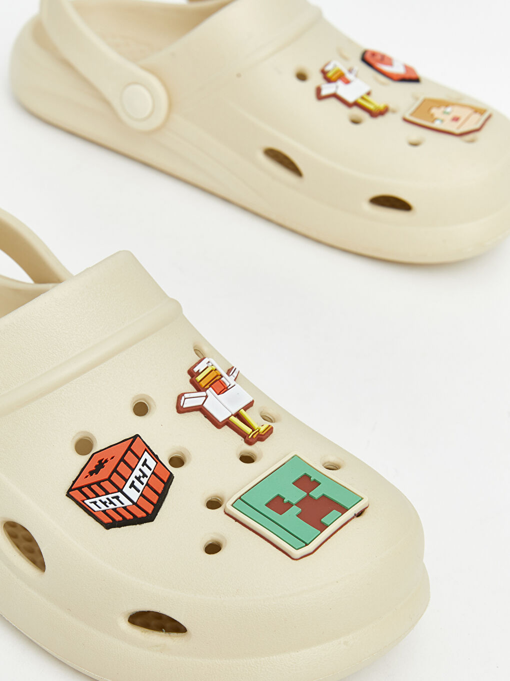 Bej Minecraft Baskılı Erkek Çocuk Sabo Sandalet-2