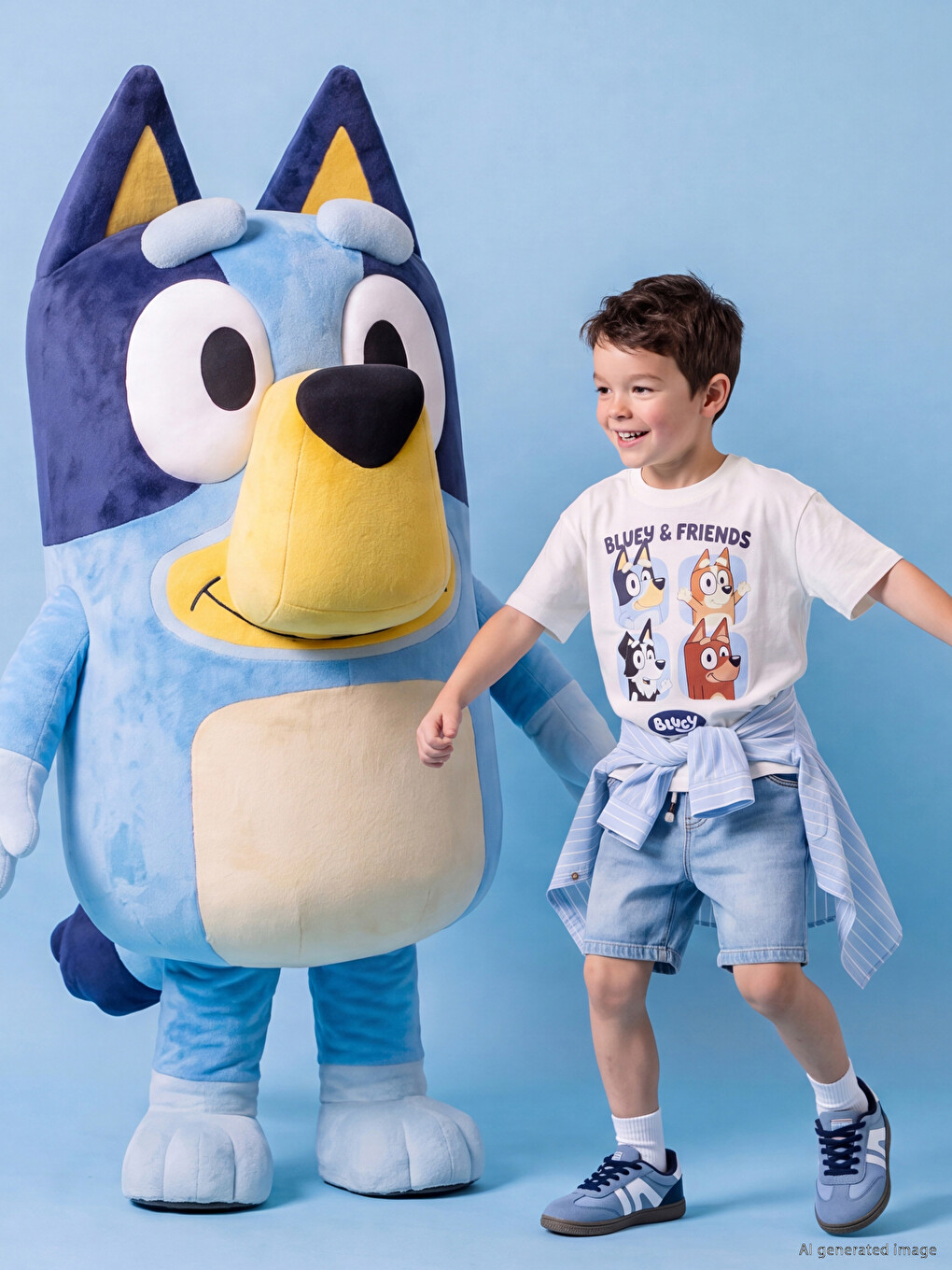 Crew Neck Bluey Printed Boys' T-shirt-1