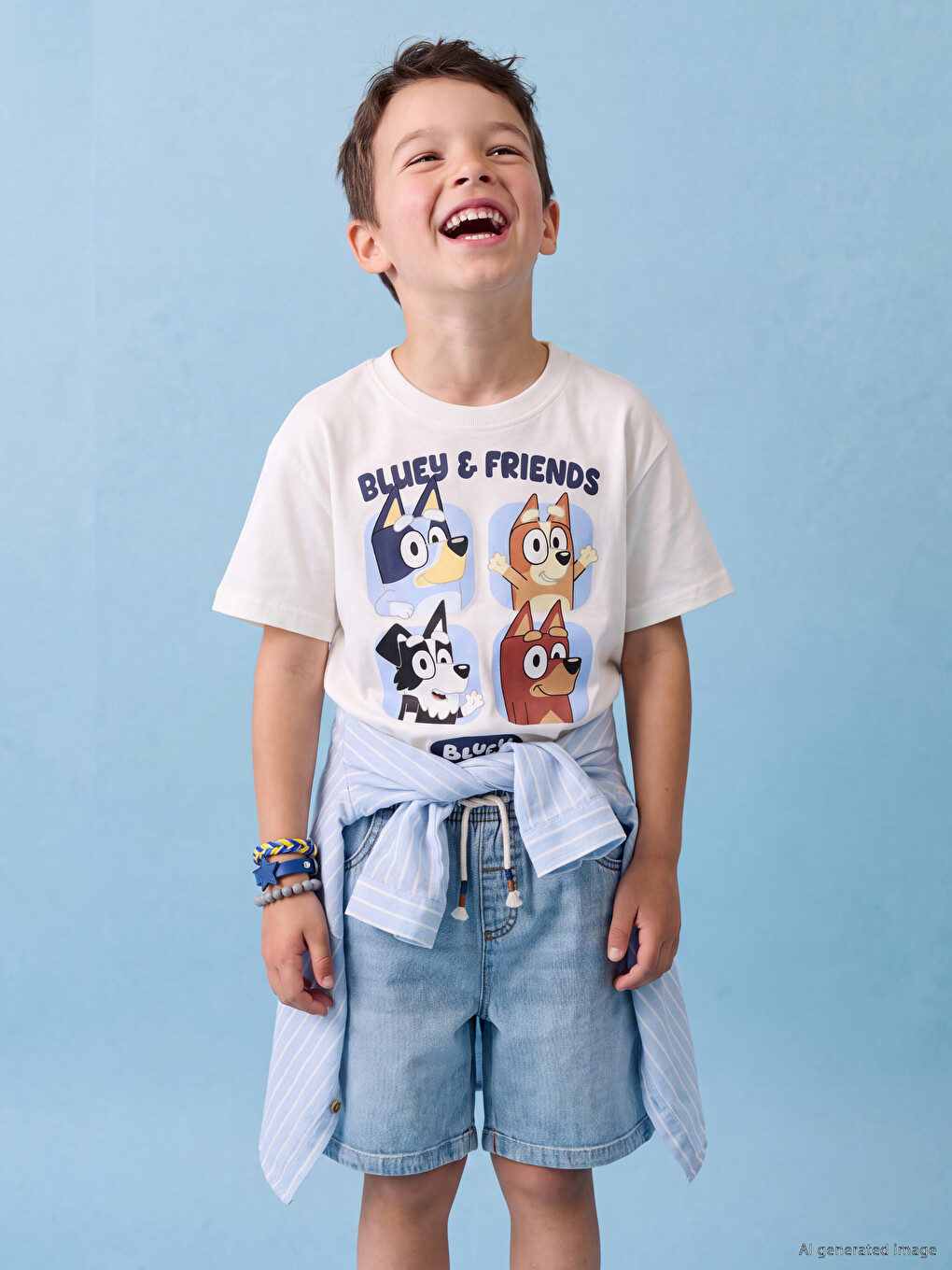 Crew Neck Bluey Printed Boys' T-shirt-5