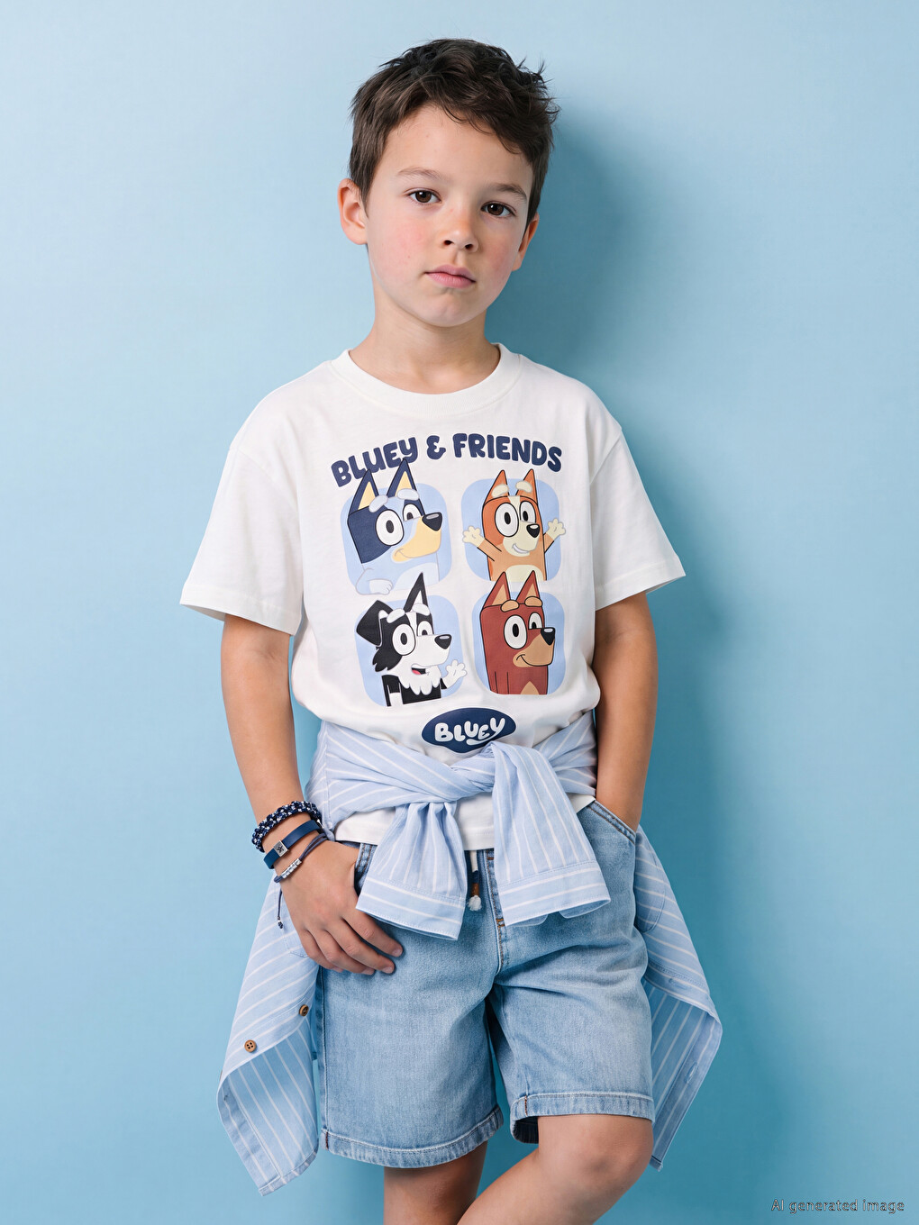 Crew Neck Bluey Printed Boys' T-shirt-6