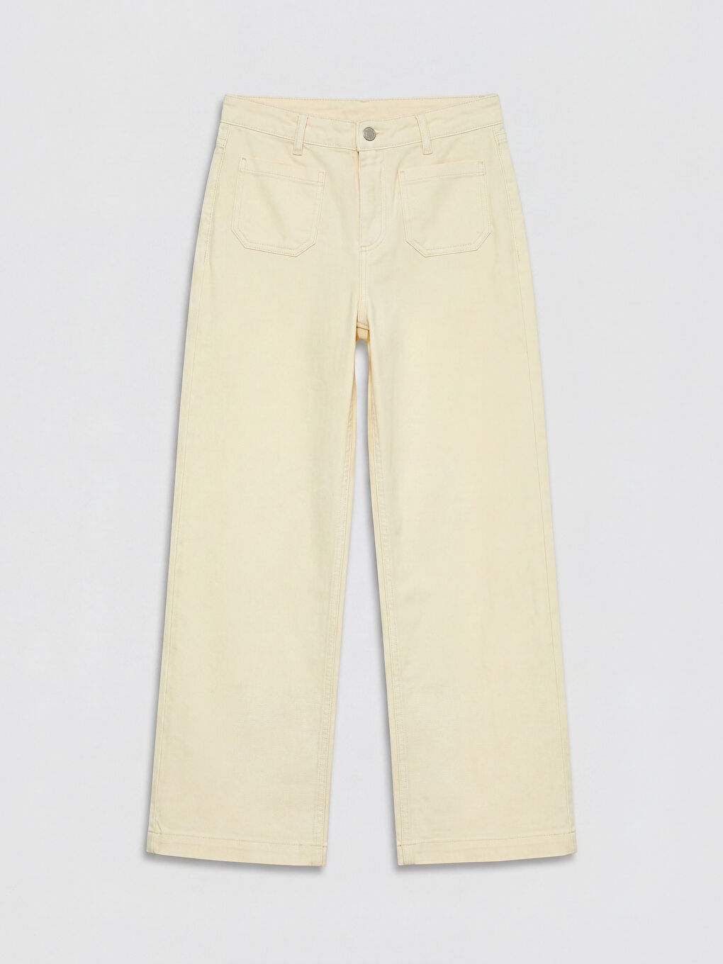 Sarı Yüksek Bel Wideleg Kadın Jean Pantolon