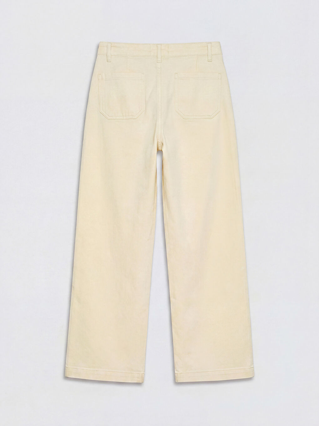 Sarı Yüksek Bel Wideleg Kadın Jean Pantolon-1