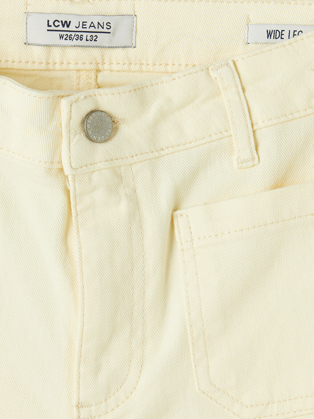 Sarı Yüksek Bel Wideleg Kadın Jean Pantolon-2