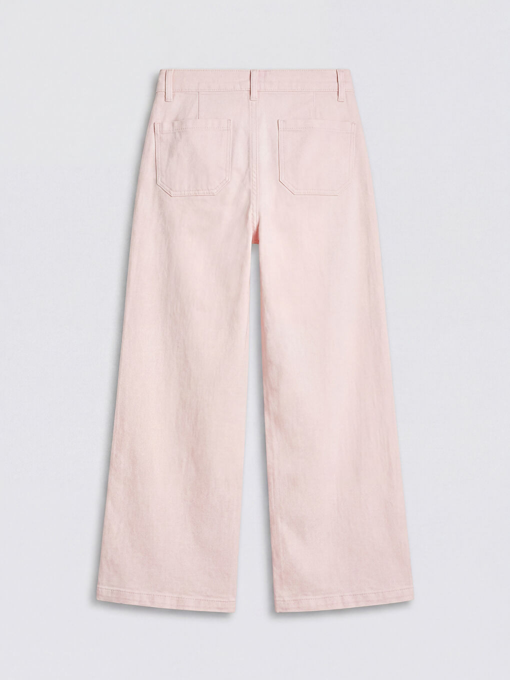 Pembe Yüksek Bel Wideleg Kadın Jean Pantolon-1