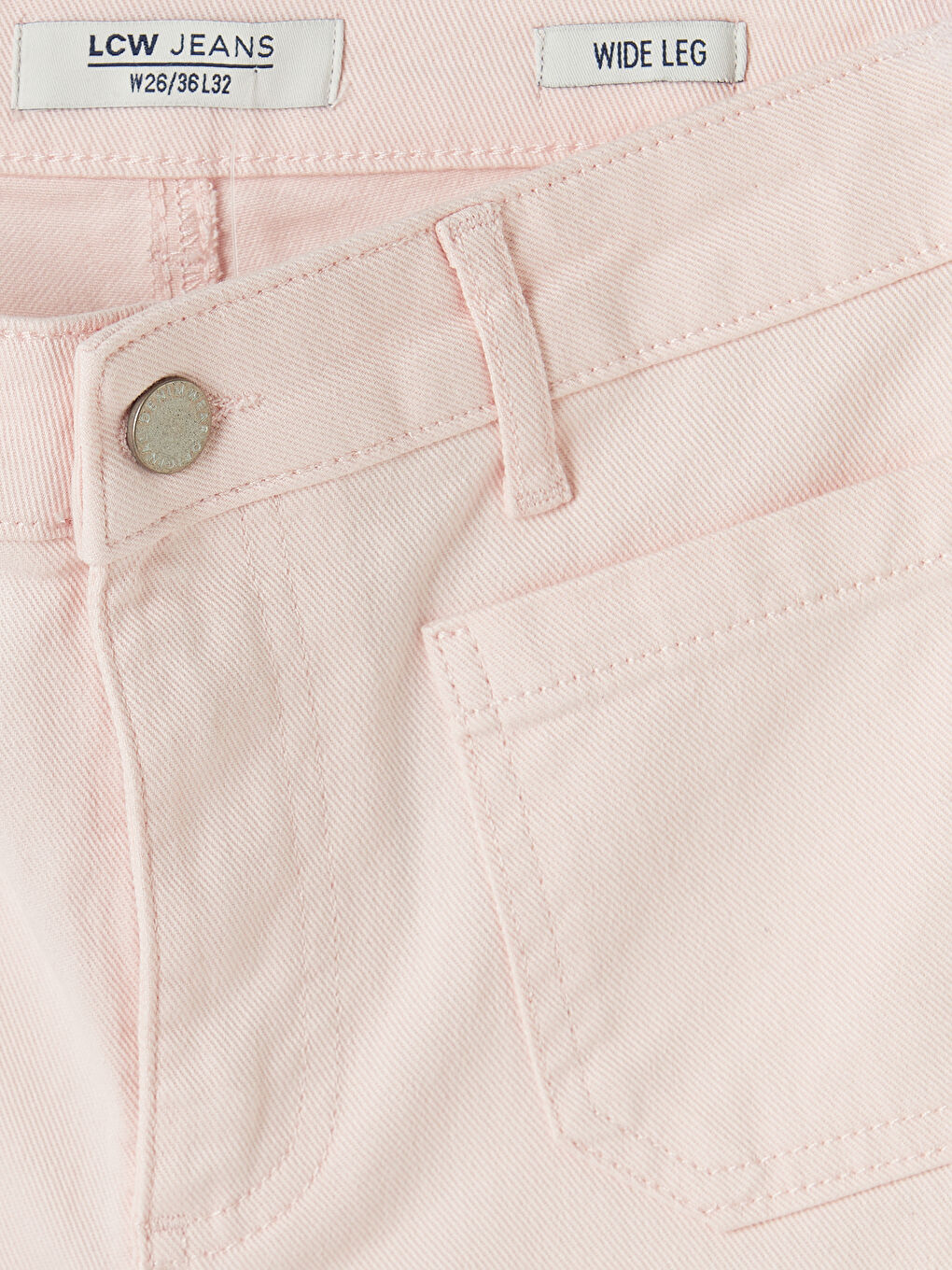 Pembe Yüksek Bel Wideleg Kadın Jean Pantolon-2