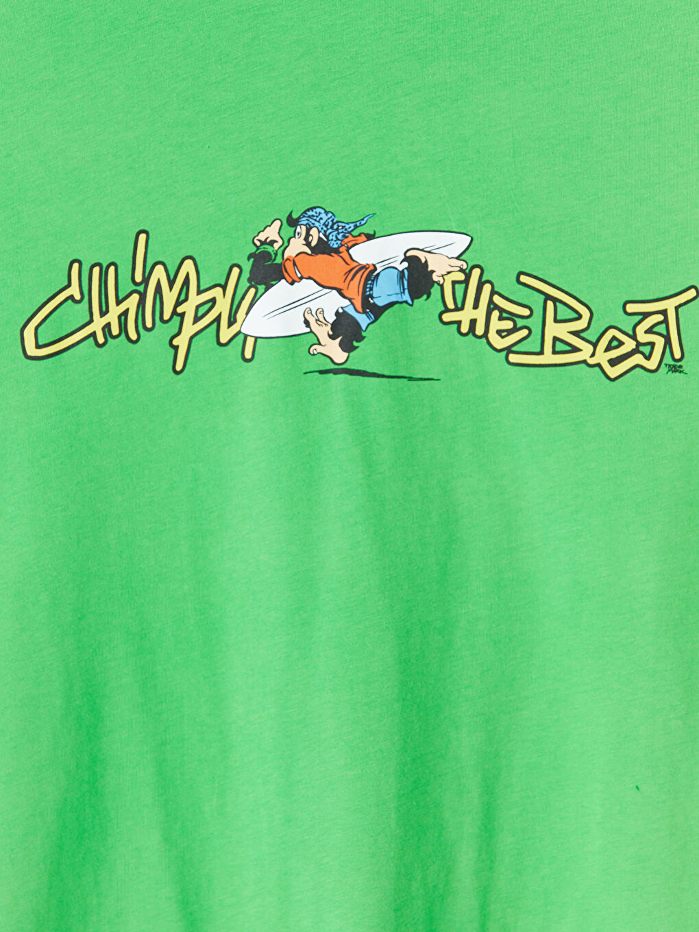 Yeşil Bisiklet Yaka Baskılı Erkek Tişört-2