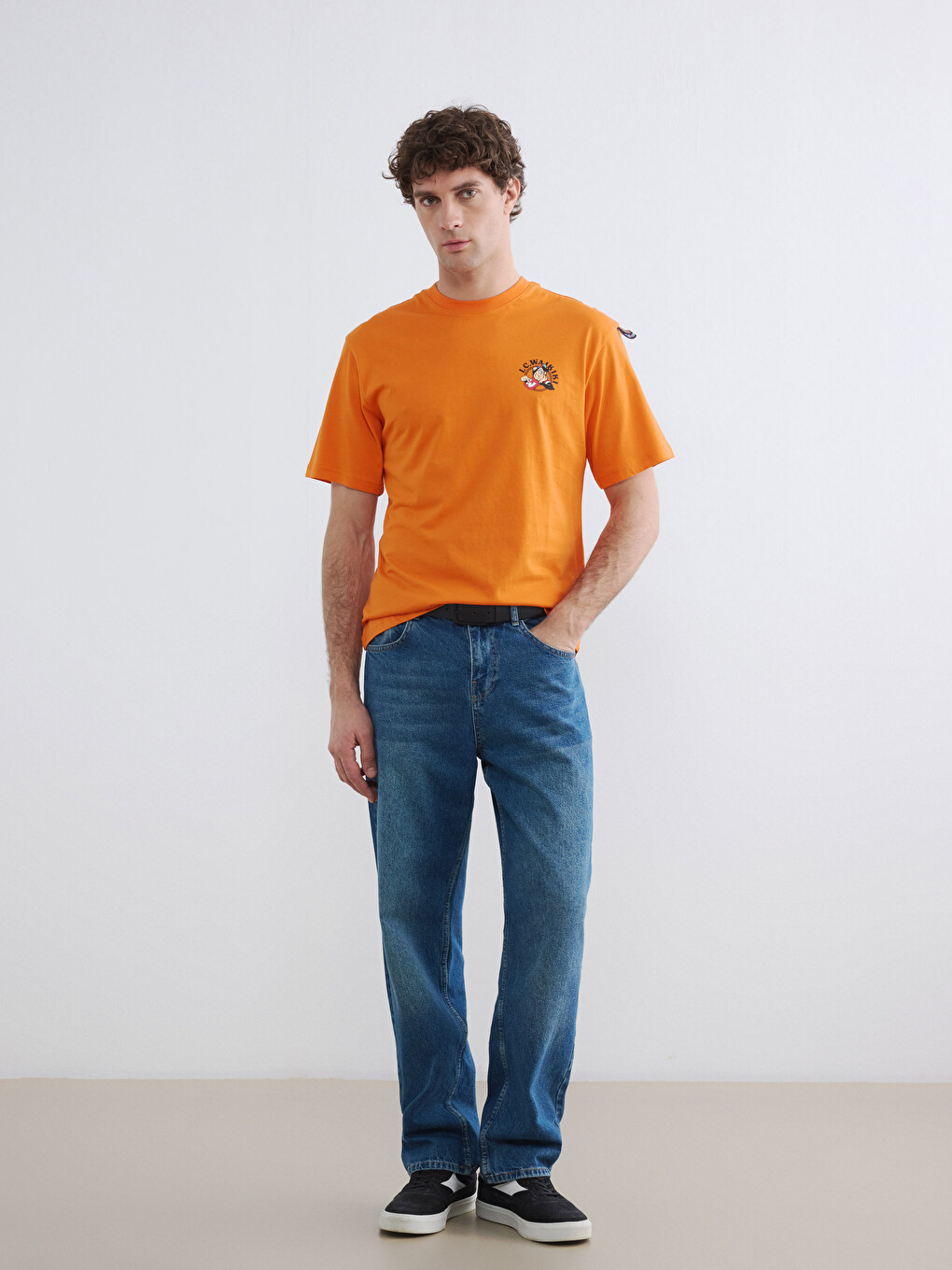 Crew Neck Nostalgic Monkey Printed Men's T-Shirt-6
