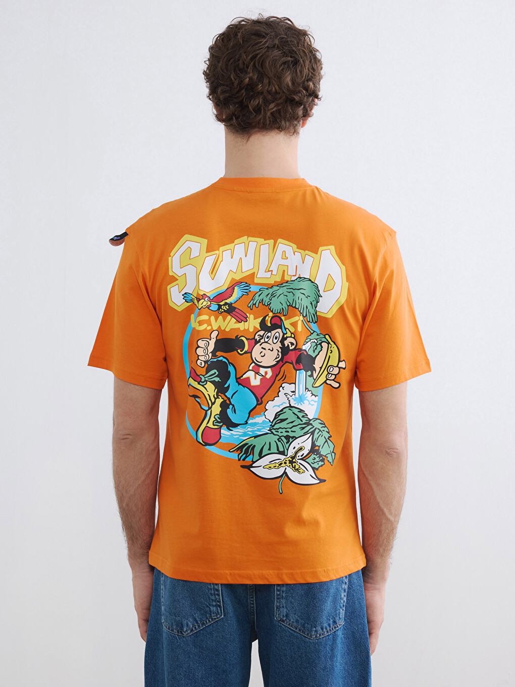 Crew Neck Nostalgic Monkey Printed Men's T-Shirt-8