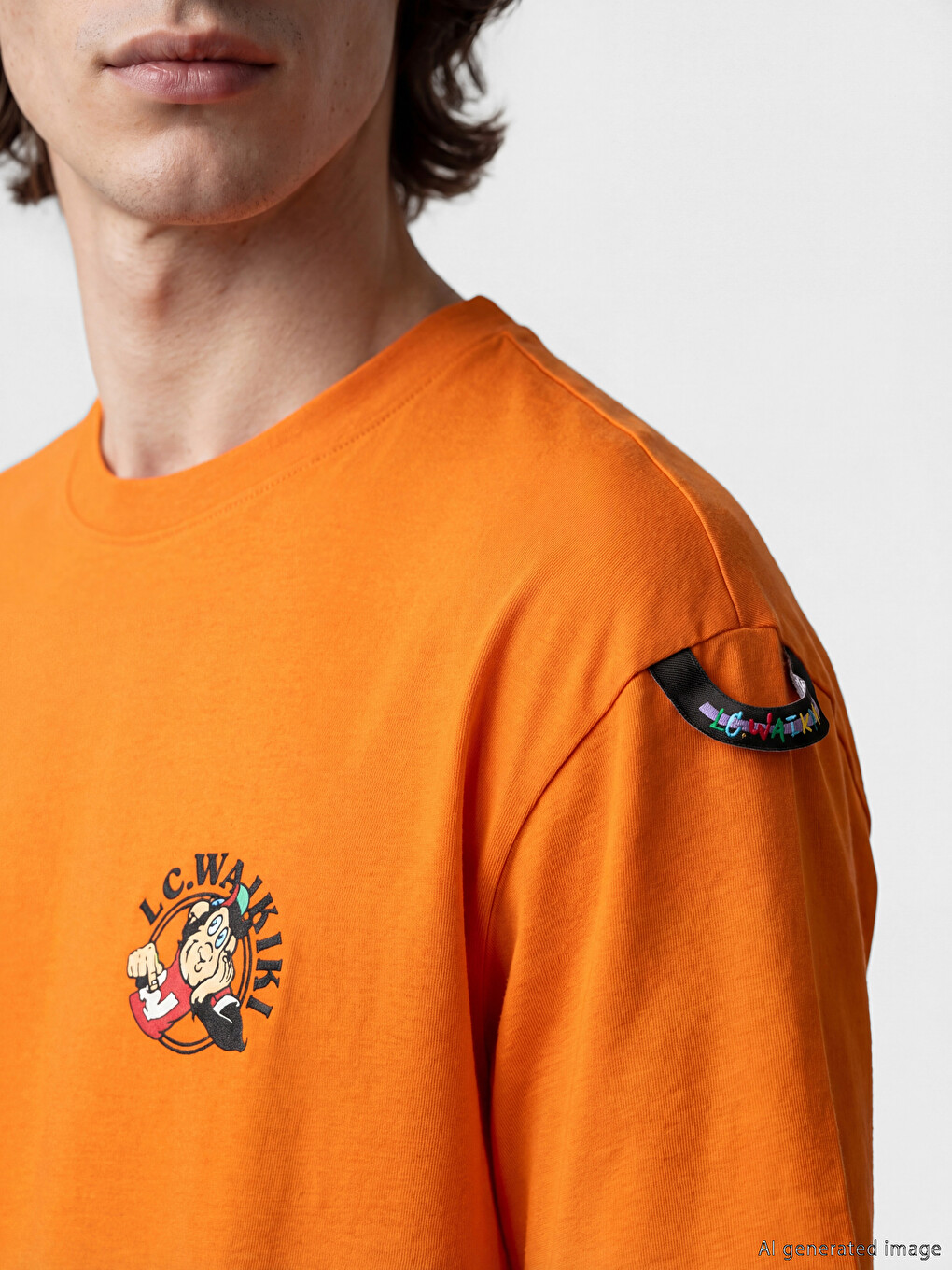 Crew Neck Nostalgic Monkey Printed Men's T-Shirt-1