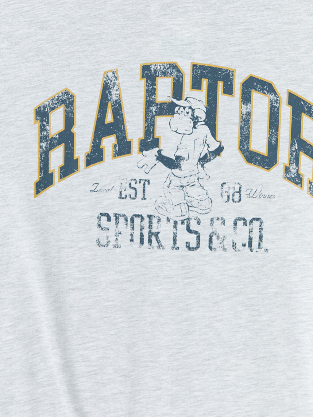 Gri Bisiklet Yaka Baskılı Erkek Tişört-2