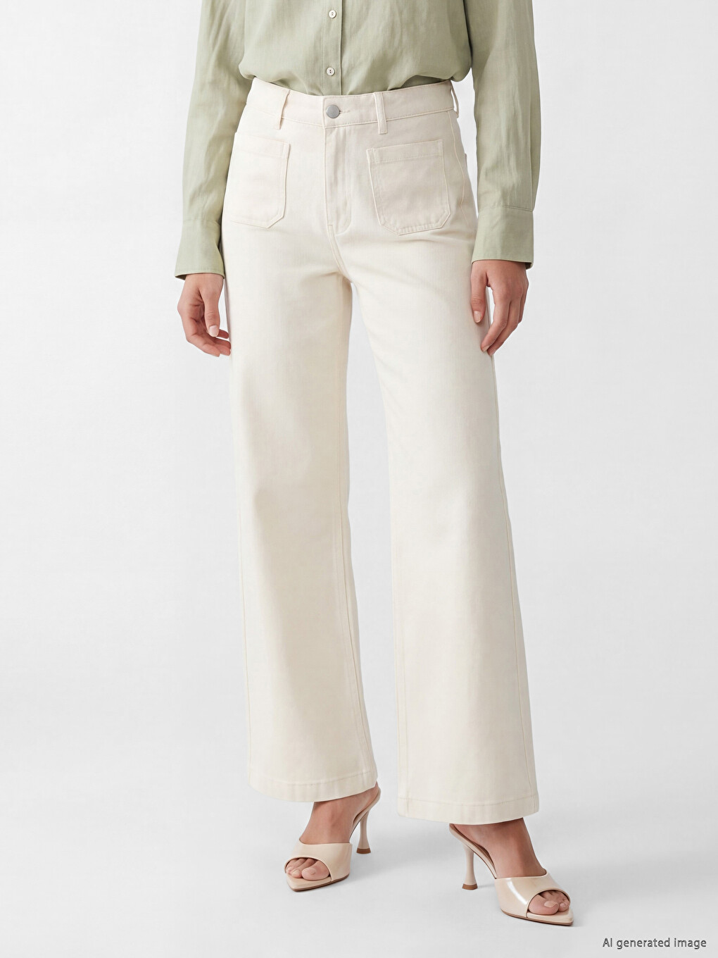 High Waisted Wideleg Women's Jeans-1