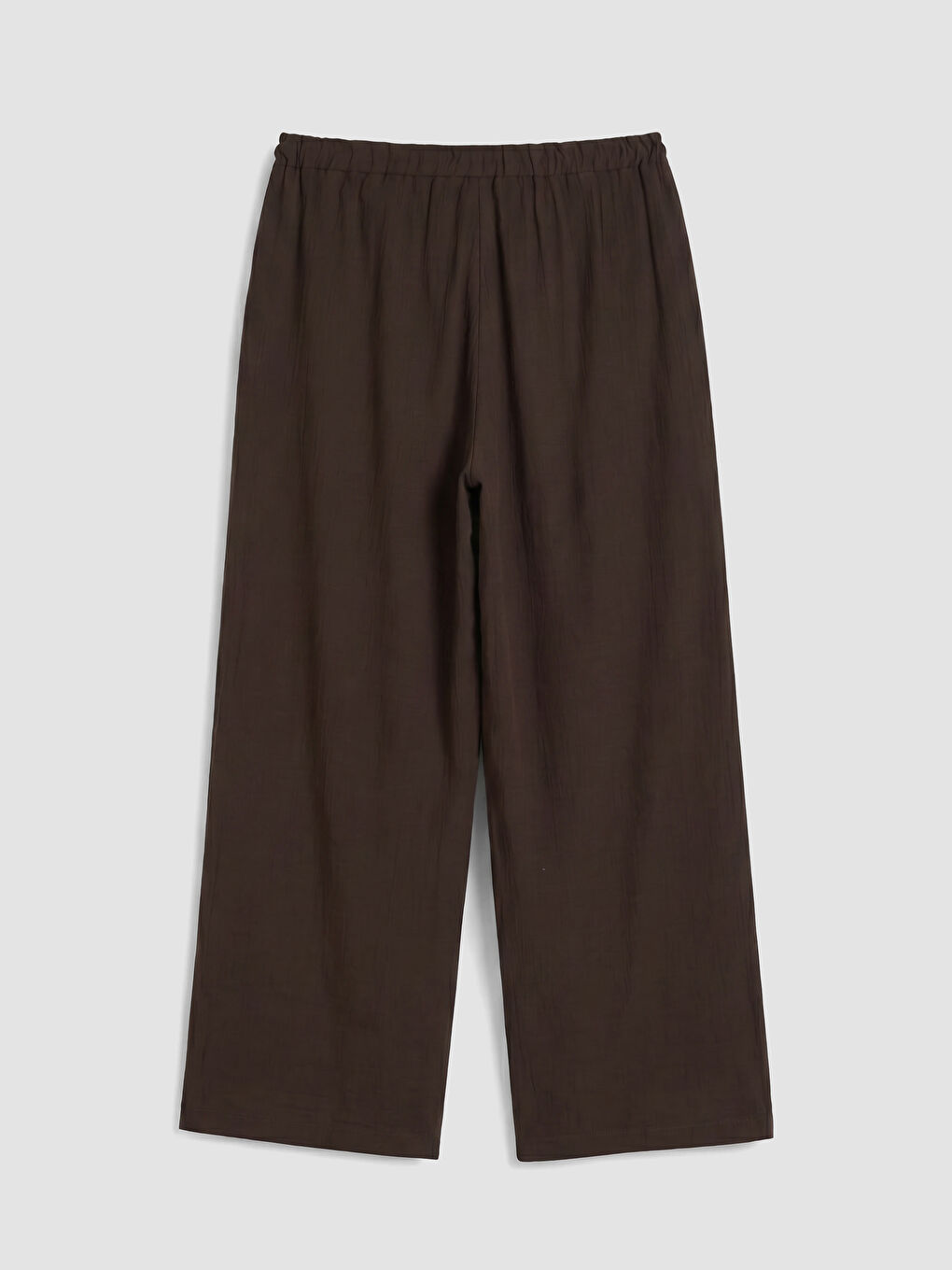 Kahverengi Beli Lastikli Geniş Paça Kadın Pantolon-2