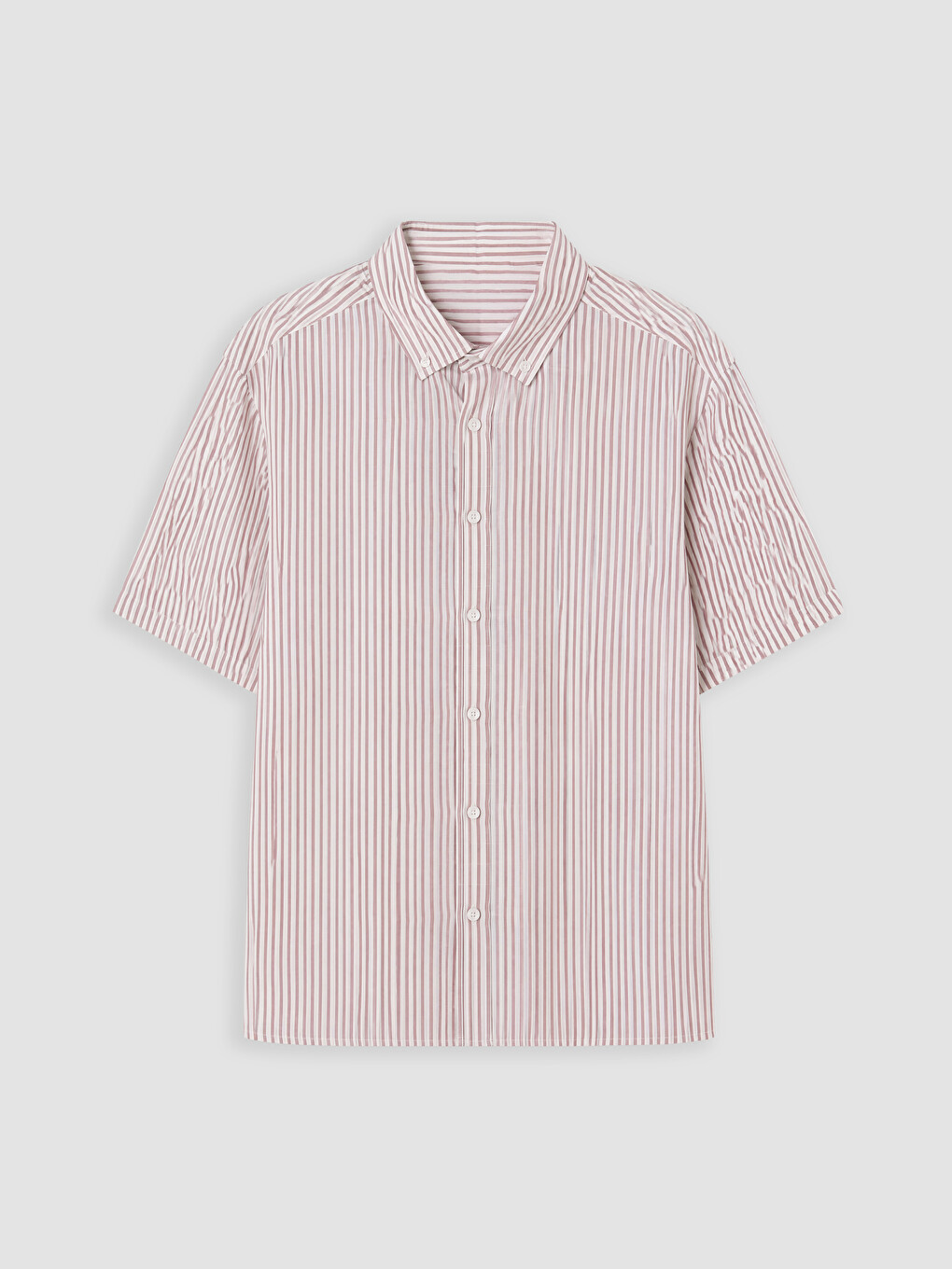 Pembe Regular Fit Çizgili Keten Karışımlı Erkek Gömlek